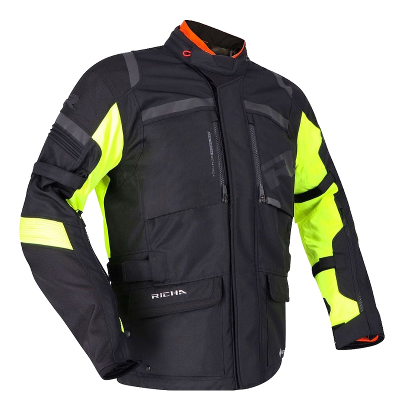 RICHA Brutus GTX Motorradjacke schwarz-fluoreszierend gelb, Sonderangebot - 2. Wahl Ausverkauf - II. Qualität
