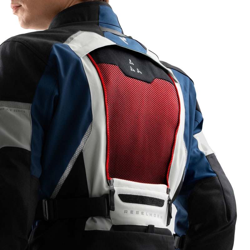 Motorradjacke Rebelhorn Hardy 3.0 blau-grau-rot - II. Qualität