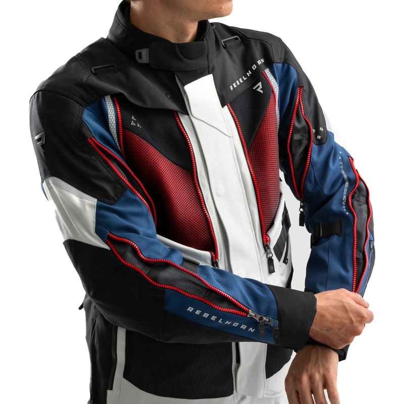 Motorradjacke Rebelhorn Hardy 3.0 blau-grau-rot - II. Qualität