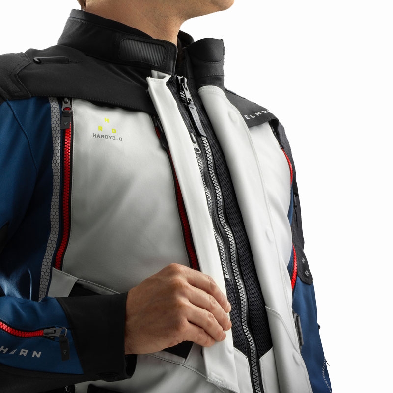 Motorradjacke Rebelhorn Hardy 3.0 blau-grau-rot - II. Qualität