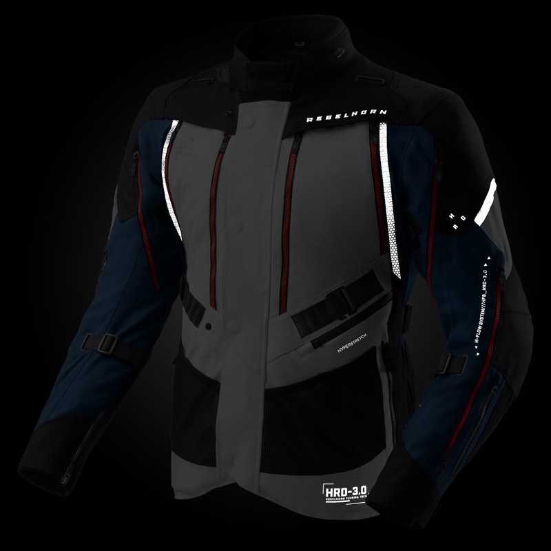 Motorradjacke Rebelhorn Hardy 3.0 blau-grau-rot - II. Qualität
