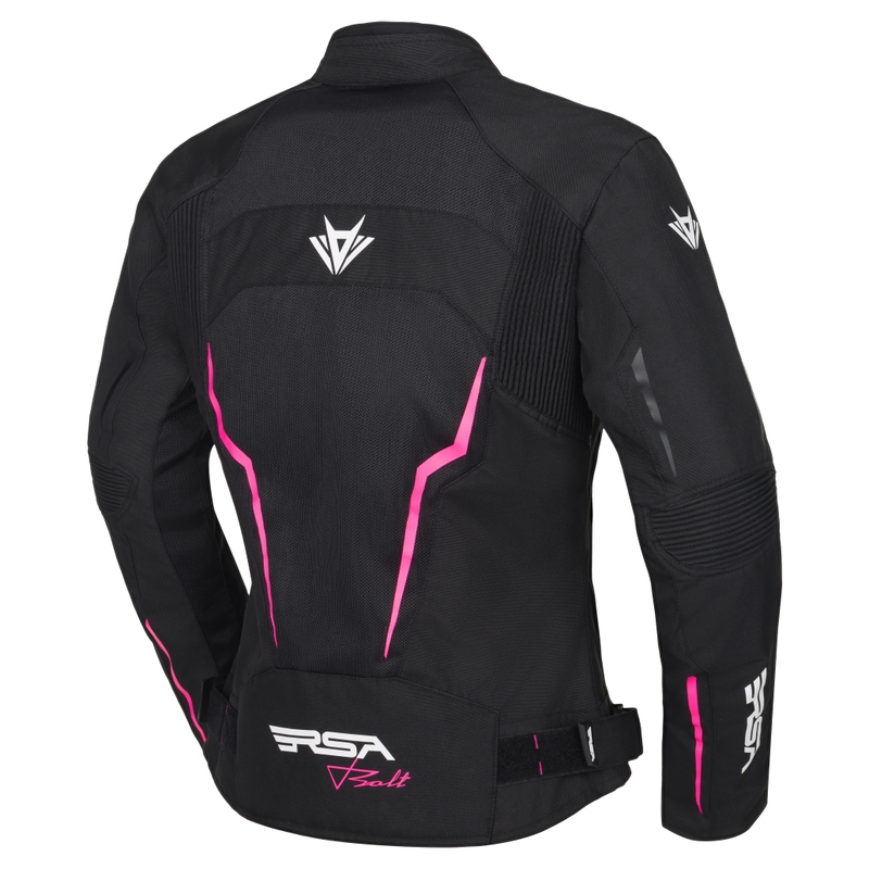Damen-Motorradjacke RSA Bolt schwarz-weiß-rosa 2 - II. Qualität