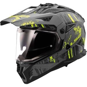 Enduro Motorradhelm LS2 MX702 PIONEER II CRAZY schwarz-fluo gelb