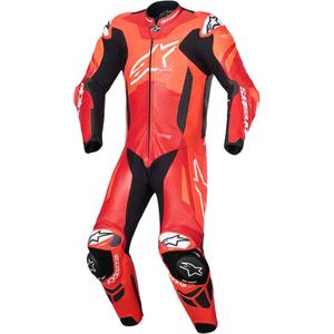 Alpinestars GP Plus V4 Sprint Einteiliger Leder-Motorradanzug, Tech-Air-kompatibel, Fluo Rot-Rot-Weiß-Schwarz
