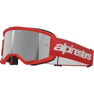 Alpinestars Vision 3 Wordmark rote Motocross-Brille mit silbernem Plexiglas