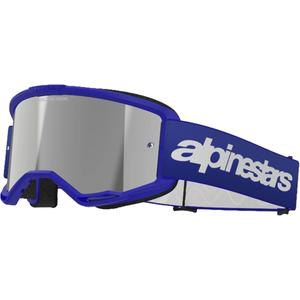 Alpinestars Vision 3 Wordmark Blue Motocross-Brille mit verspiegelten silbernen Gläsern