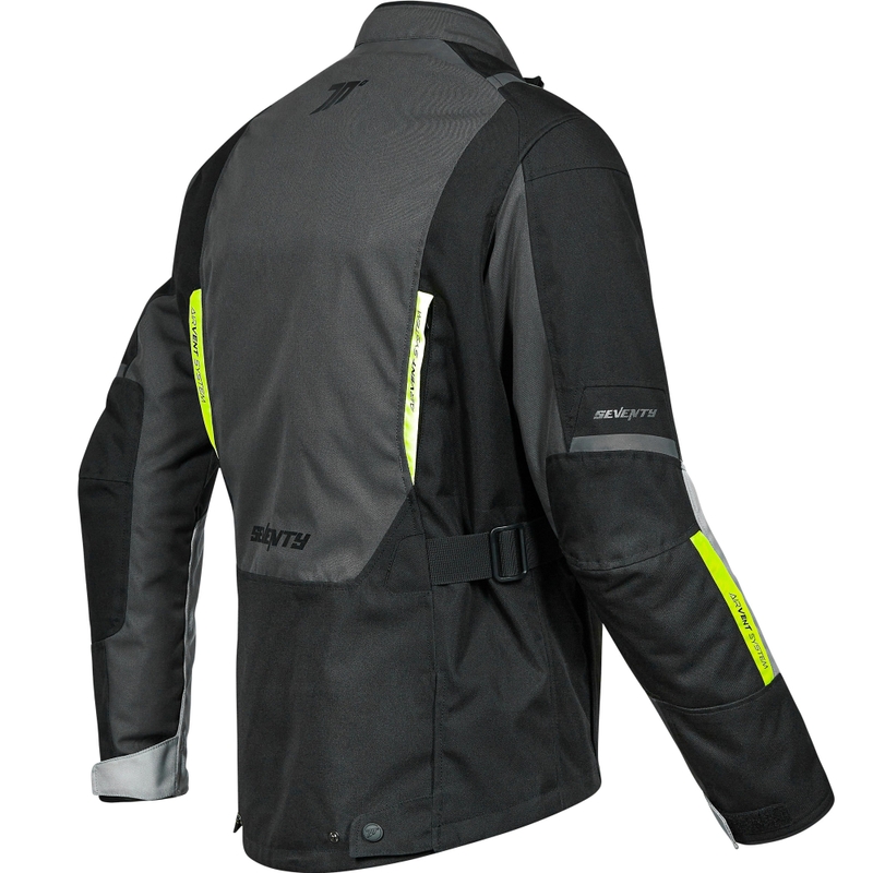 Damen-Motorradjacke Seventy Degrees SD-JT85 Tonale schwarz-grau-fluoreszierend gelb