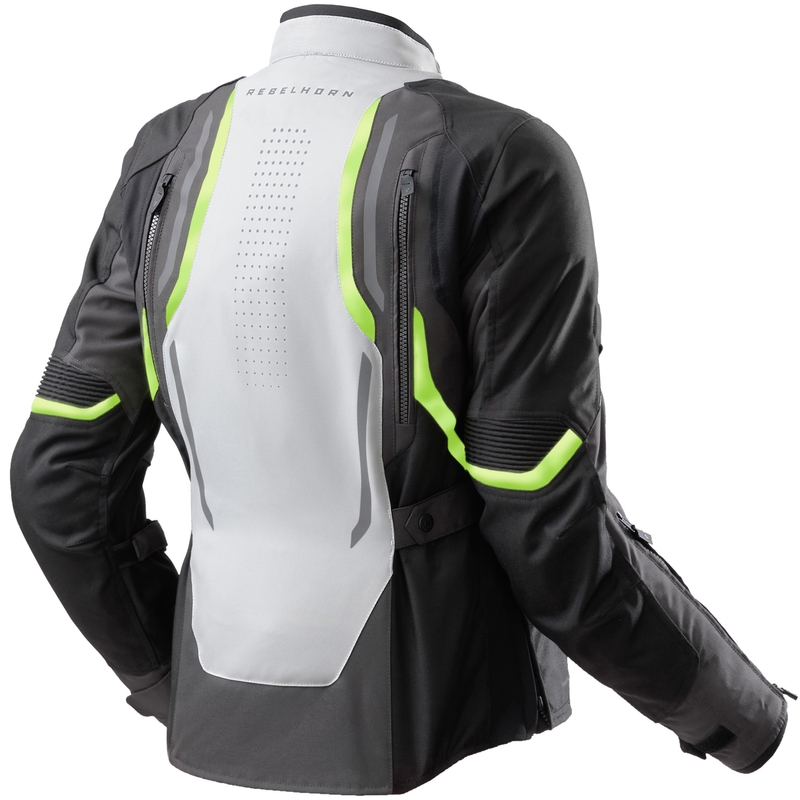 Damen-Motorradjacke Rebelhorn Hiker IV, schwarz-grau-fluoreszierend gelb