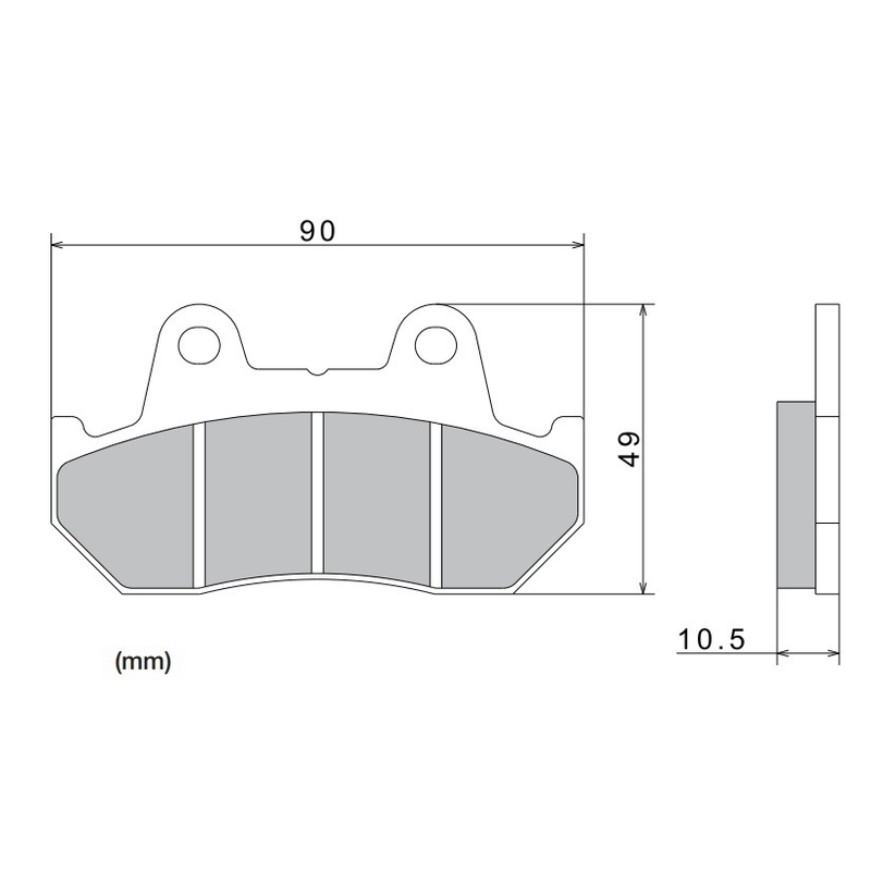 NISSIN Bremsbeläge, halbmetallische Mischung, 90 x 49 x 10,5 mm, 2 Stück