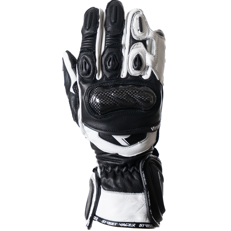 Street Racer Virus 2 schwarz-weiße Motorradhandschuhe
