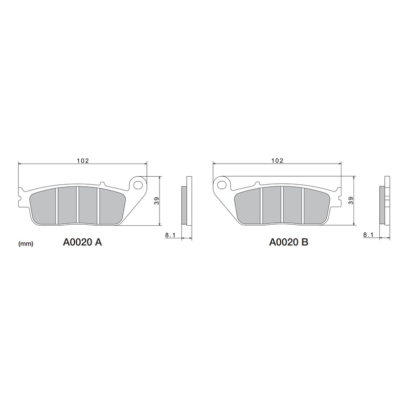 NISSIN Bremsbeläge, halbmetallische Mischung, 102 x 39 x 8,1 mm, 2 Stück