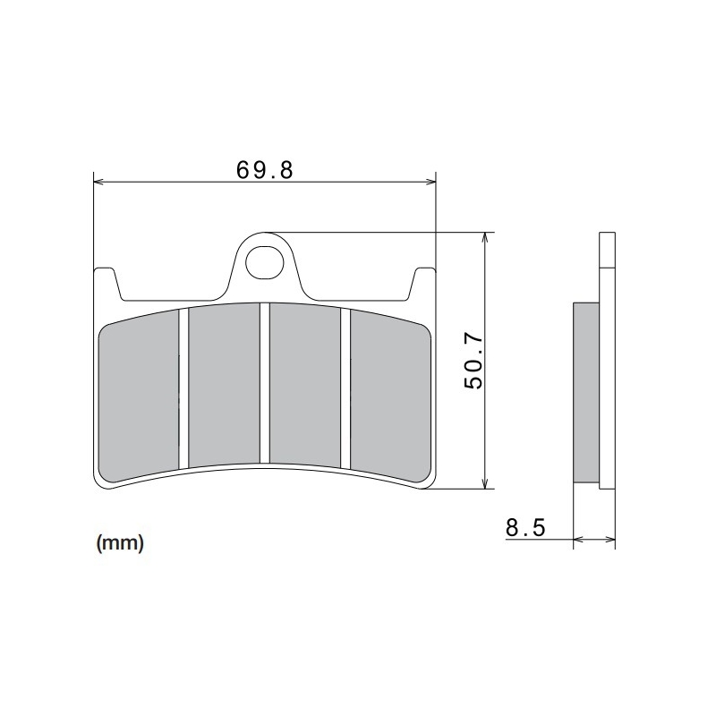 NISSIN Bremsbeläge, halbmetallische Mischung, 69,8 x 50,7 x 8,5 mm, 2 Stück