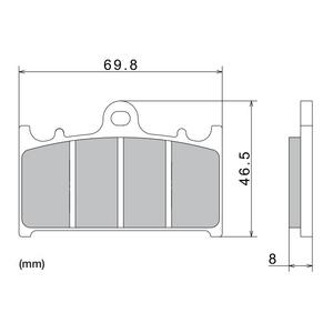NISSIN Bremsbeläge, halbmetallische Mischung, 69,8 x 46,5 x 8 mm, 2 Stück