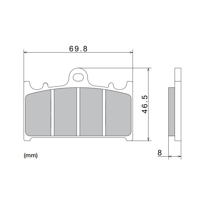 NISSIN Bremsbeläge, halbmetallische Mischung, 69,8 x 46,5 x 8 mm, 2 Stück