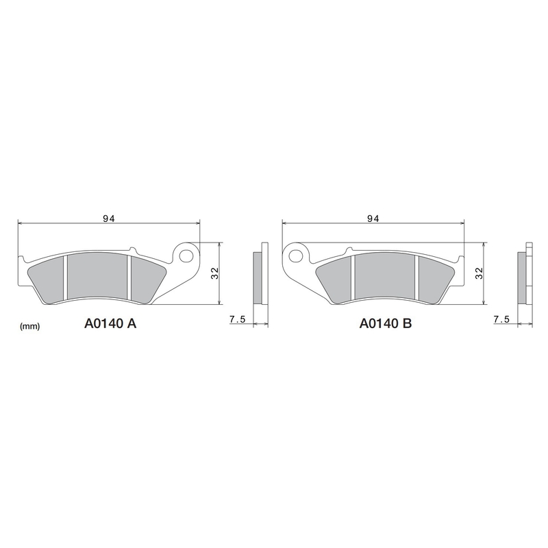 NISSIN Bremsbeläge, halbmetallische Mischung, 94 x 32 x 7,5 mm, 2 Stück