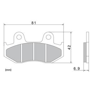 NISSIN Bremsbeläge, halbmetallische Mischung, 81 x 42 x 6,9 mm, 2 Stück