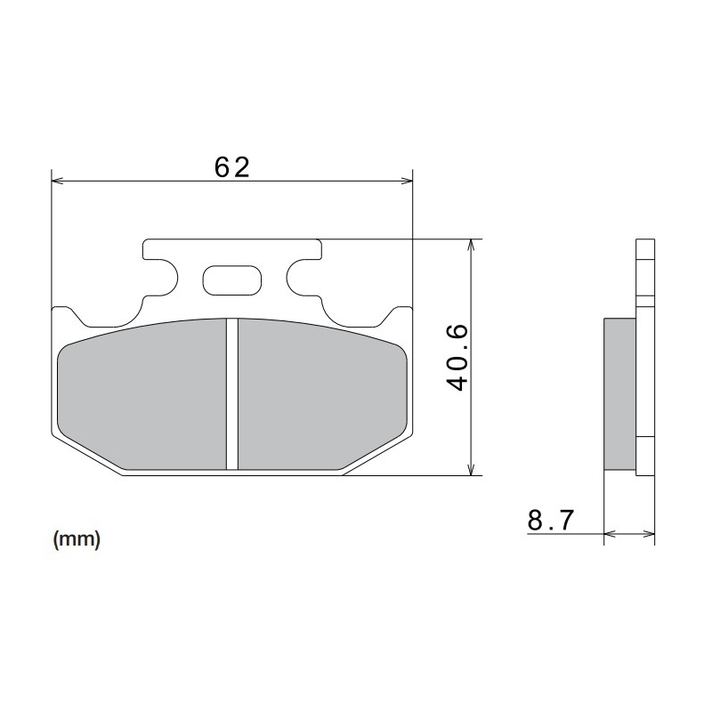NISSIN Bremsbeläge, halbmetallische Mischung, 62 x 40,6 x 8,7 mm, 2 Stück