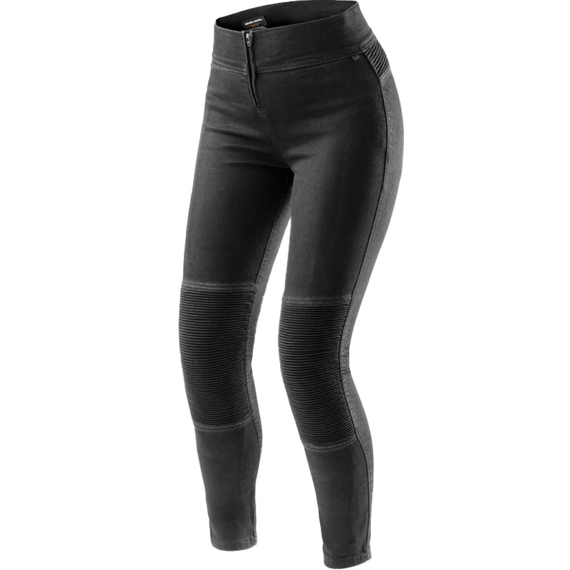Schwarze, knöchellange Motorradleggings für Damen von Rebelhorn Chica