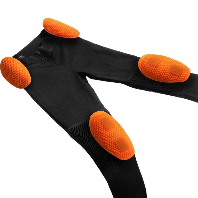 Schwarze, knöchellange Motorradleggings für Damen von Rebelhorn Chica
