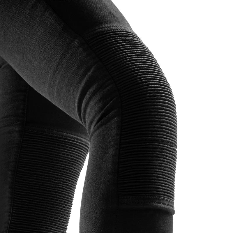 Schwarze, knöchellange Motorradleggings für Damen von Rebelhorn Chica