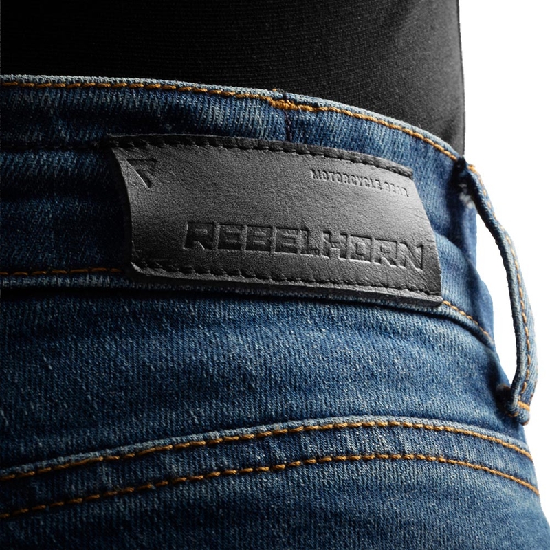 Rebelhorn Classic Monolayer Biker Jeans, gewaschenes Blau