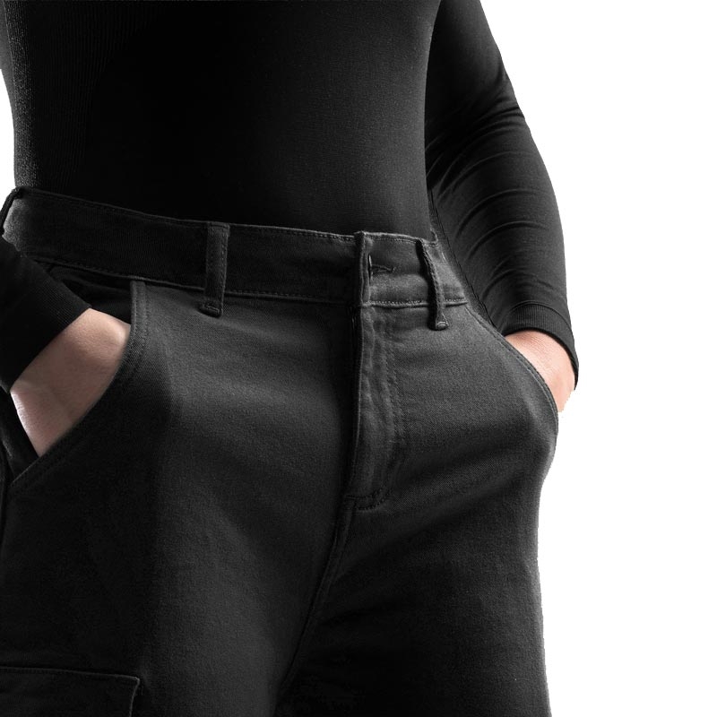 Rebelhorn Faster Damen-Motorradjeans, knöchellang, schwarz
