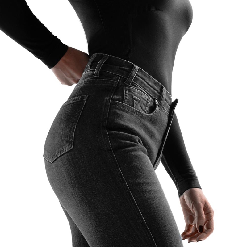 Rebelhorn Classic Monolayer Damen-Motorradjeans in Schwarz, verkürzte Länge