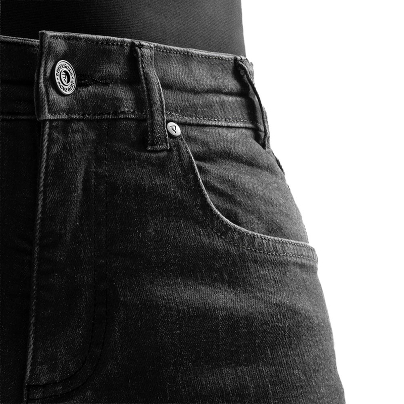 Rebelhorn Classic Monolayer Damen-Motorradjeans in Schwarz, verkürzte Länge