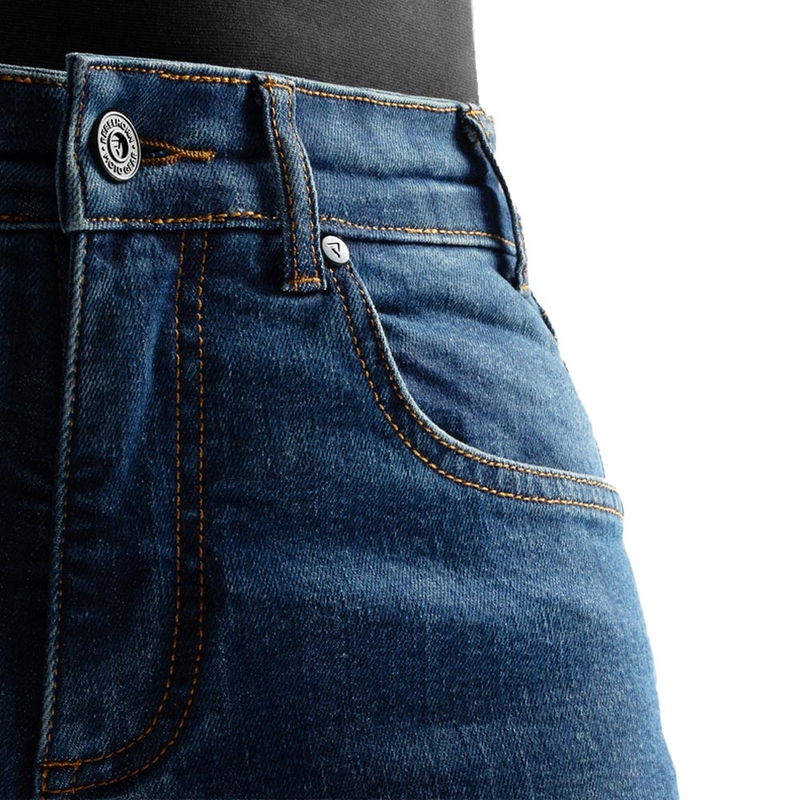 Rebelhorn Classic Monolayer Damen-Motorradjeans in Cropped-Länge, gewaschenes Blau