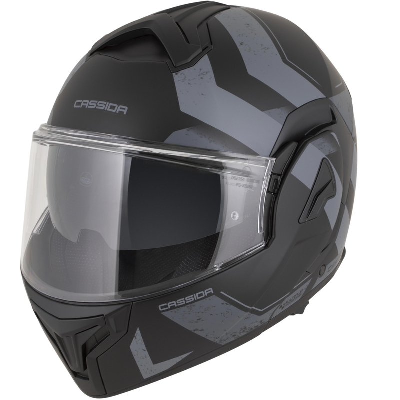 Cassida MultiFlip Korp Klapphelm für Motorräder, matt schwarz-dunkelgrau-grau
