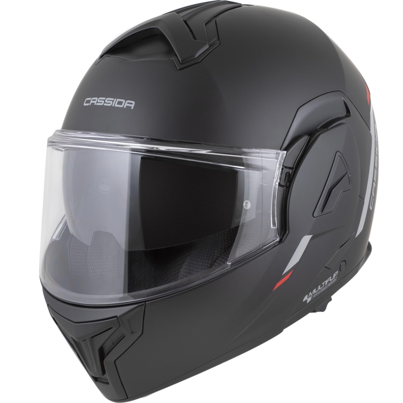 Cassida MultiFlip Korp Klapphelm für Motorräder, matt schwarz-rot-grau