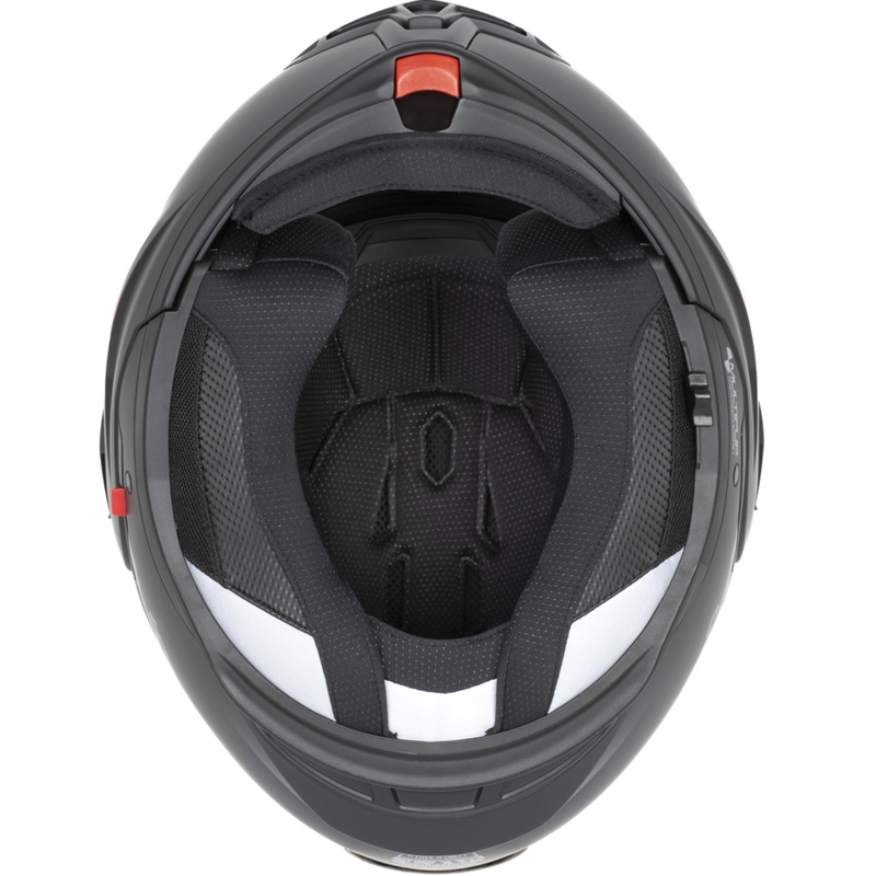 Cassida MultiFlip Korp Klapphelm für Motorräder, matt schwarz-rot-grau