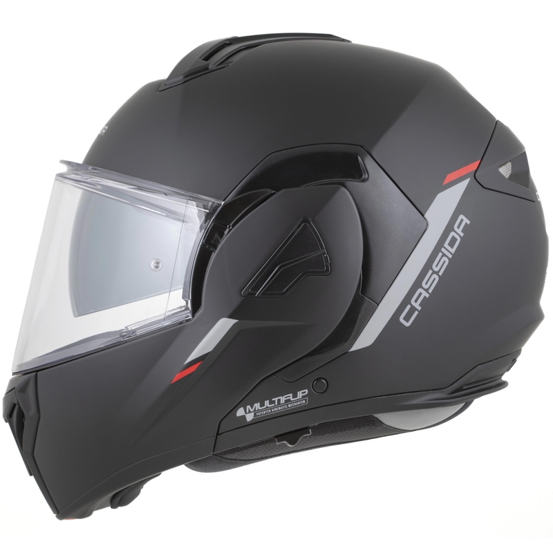 Cassida MultiFlip Korp Klapphelm für Motorräder, matt schwarz-rot-grau
