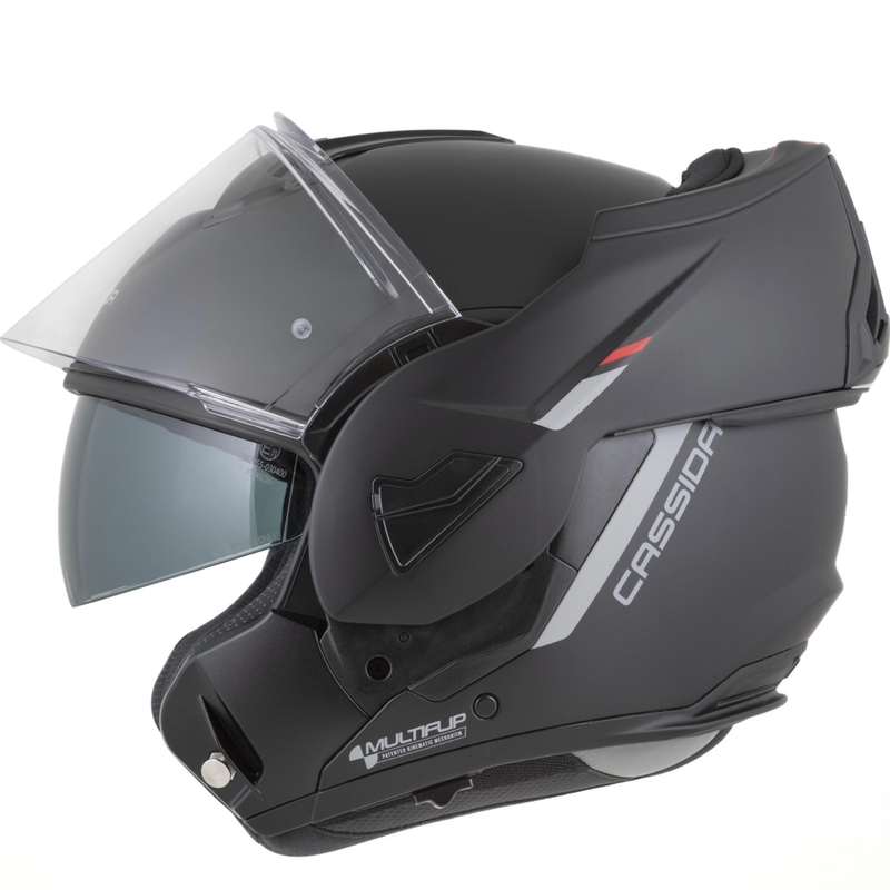 Cassida MultiFlip Korp Klapphelm für Motorräder, matt schwarz-rot-grau