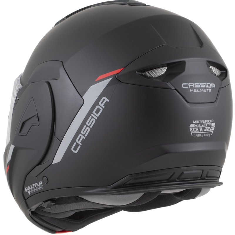 Cassida MultiFlip Korp Klapphelm für Motorräder, matt schwarz-rot-grau