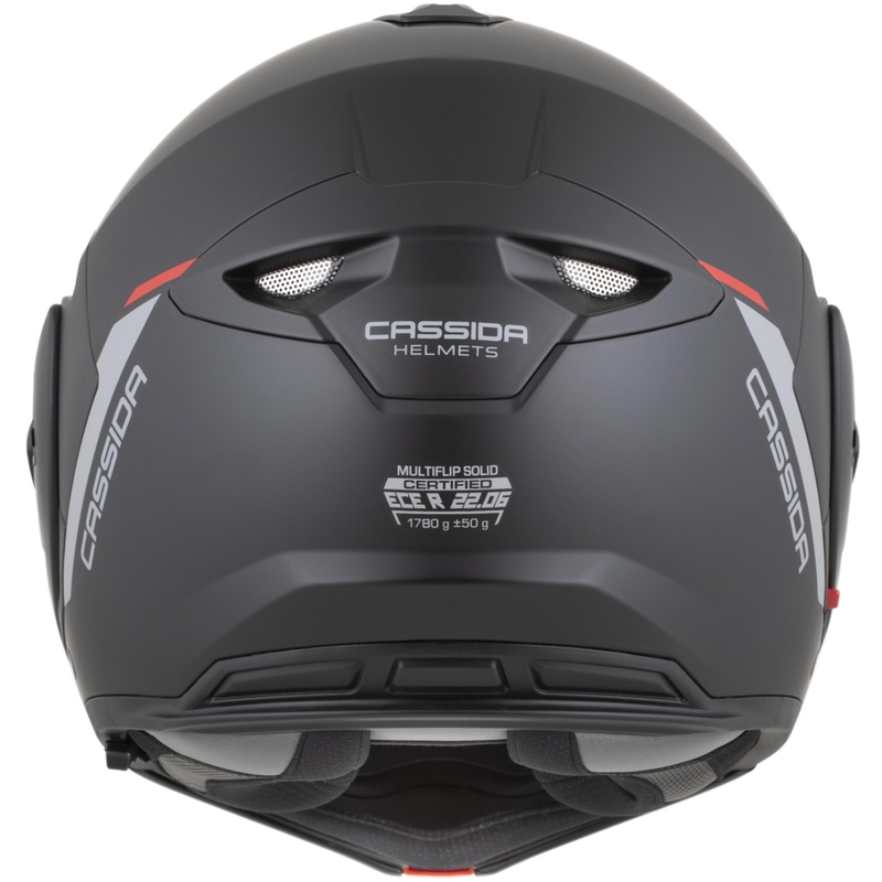 Cassida MultiFlip Korp Klapphelm für Motorräder, matt schwarz-rot-grau
