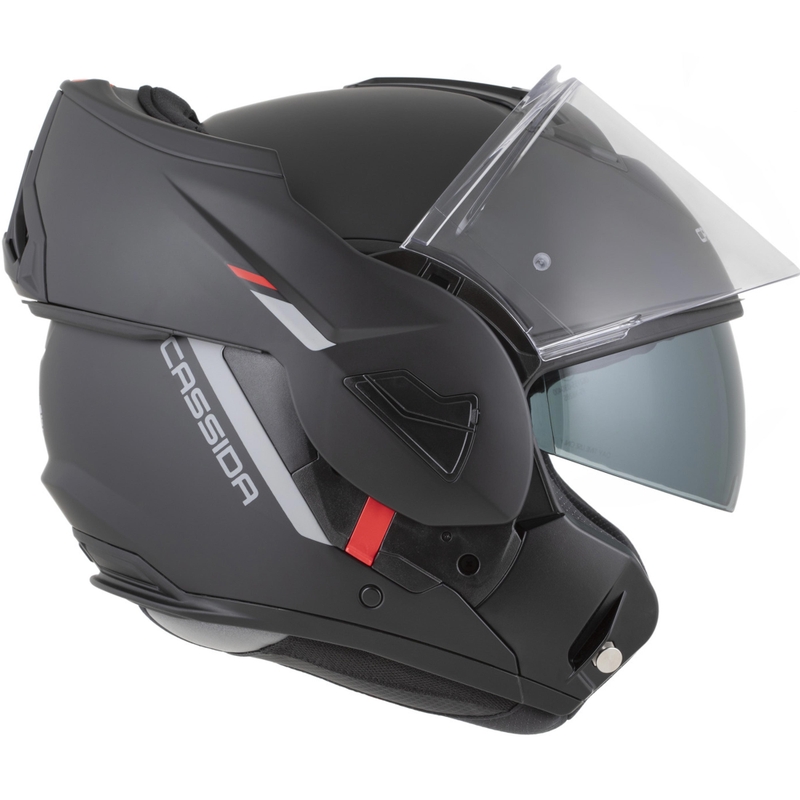 Cassida MultiFlip Korp Klapphelm für Motorräder, matt schwarz-rot-grau