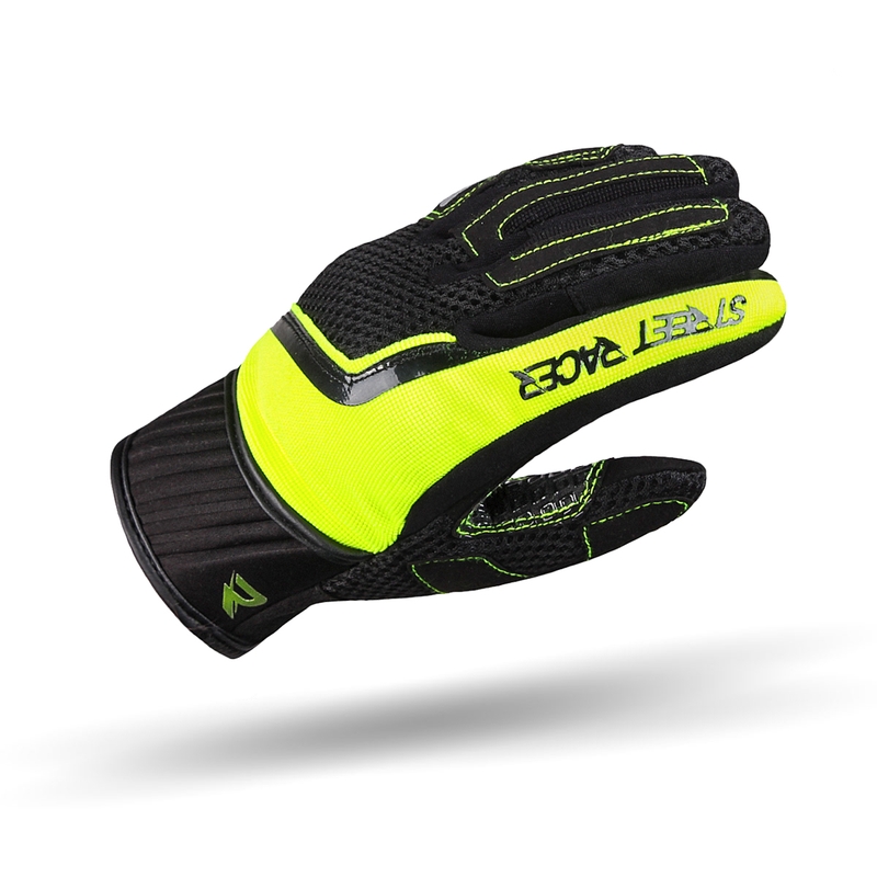 Motorradhandschuhe Street Racer Stunt Schwarz-Fluo Gelb