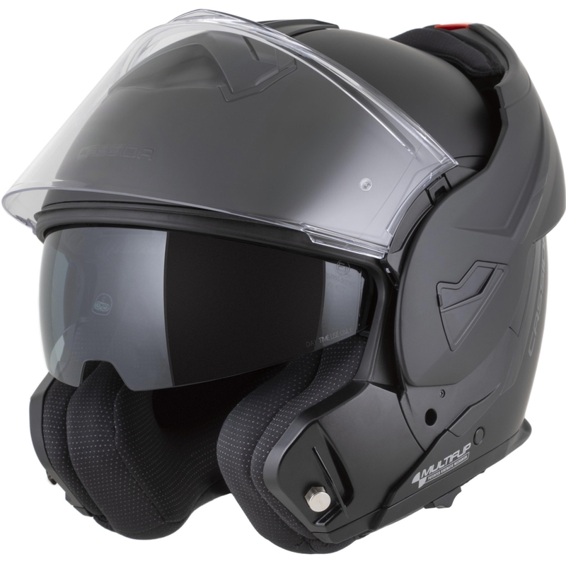 Cassida MultiFlip Solid Blackout Klapphelm für Motorräder, matt schwarz-schwarz