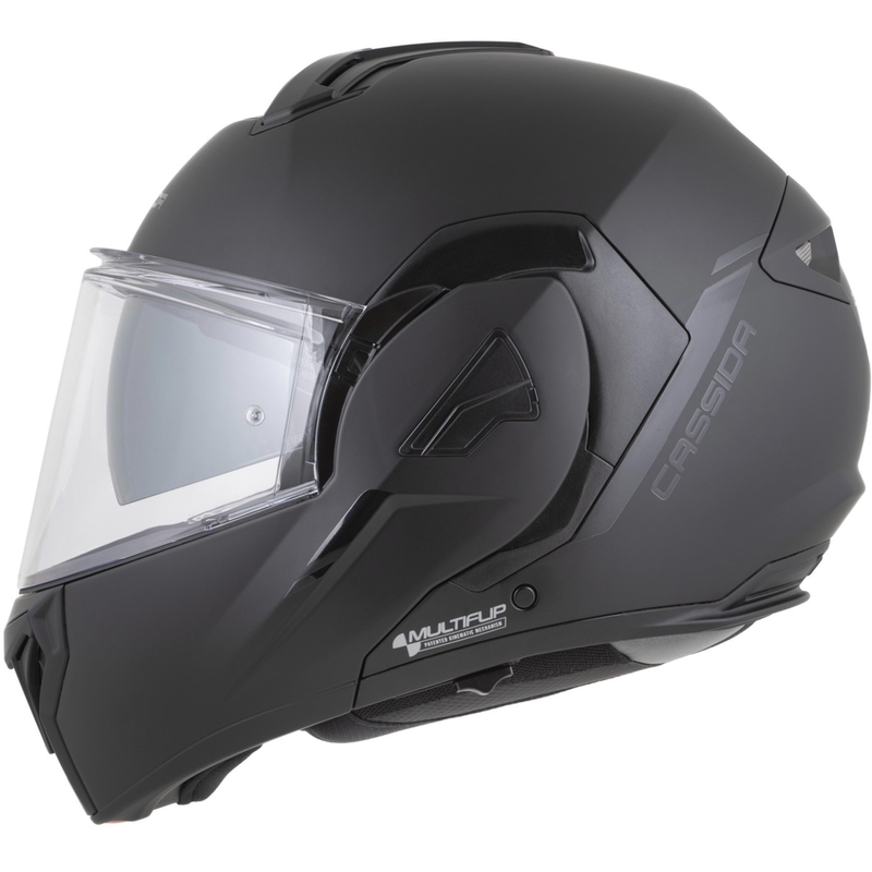 Cassida MultiFlip Solid Blackout Klapphelm für Motorräder, matt schwarz-schwarz