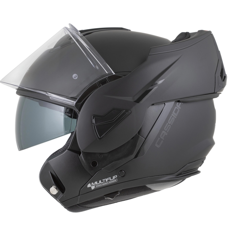Cassida MultiFlip Solid Blackout Klapphelm für Motorräder, matt schwarz-schwarz