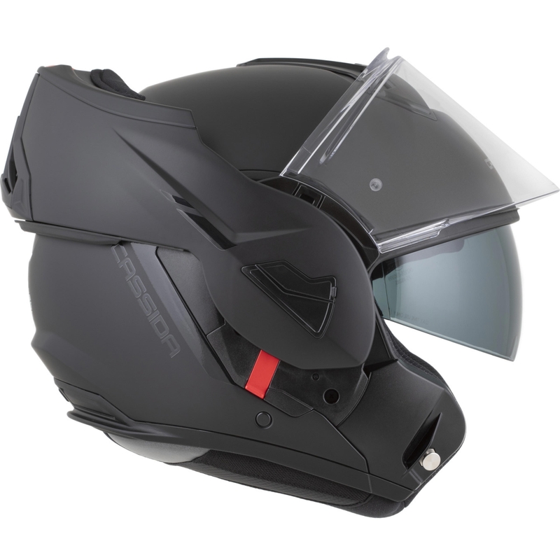 Cassida MultiFlip Solid Blackout Klapphelm für Motorräder, matt schwarz-schwarz