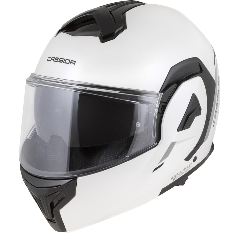 Cassida MultiFlip Solid Klapphelm für Motorräder, perlweiß-schwarz
