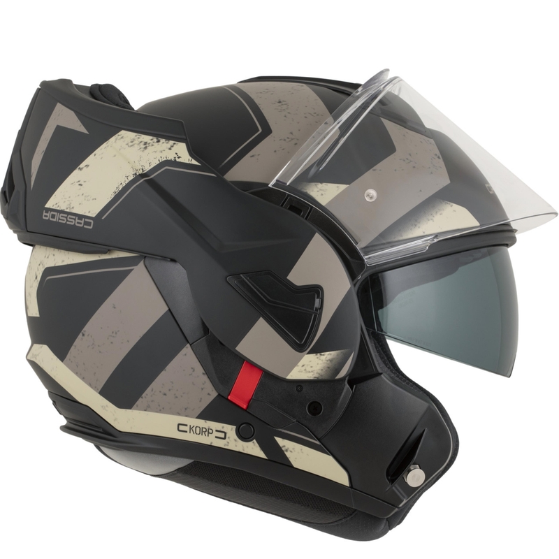 Cassida MultiFlip Korp Klapphelm für Motorräder, matt schwarz-sand-khaki