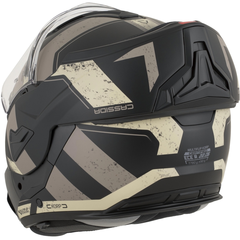 Cassida MultiFlip Korp Klapphelm für Motorräder, matt schwarz-sand-khaki