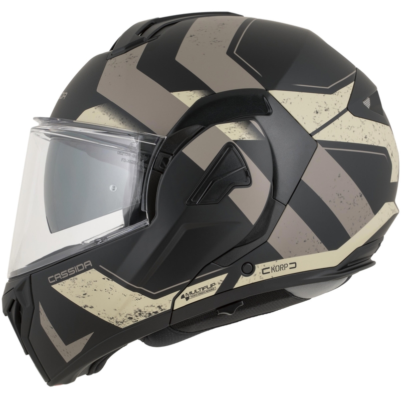 Cassida MultiFlip Korp Klapphelm für Motorräder, matt schwarz-sand-khaki