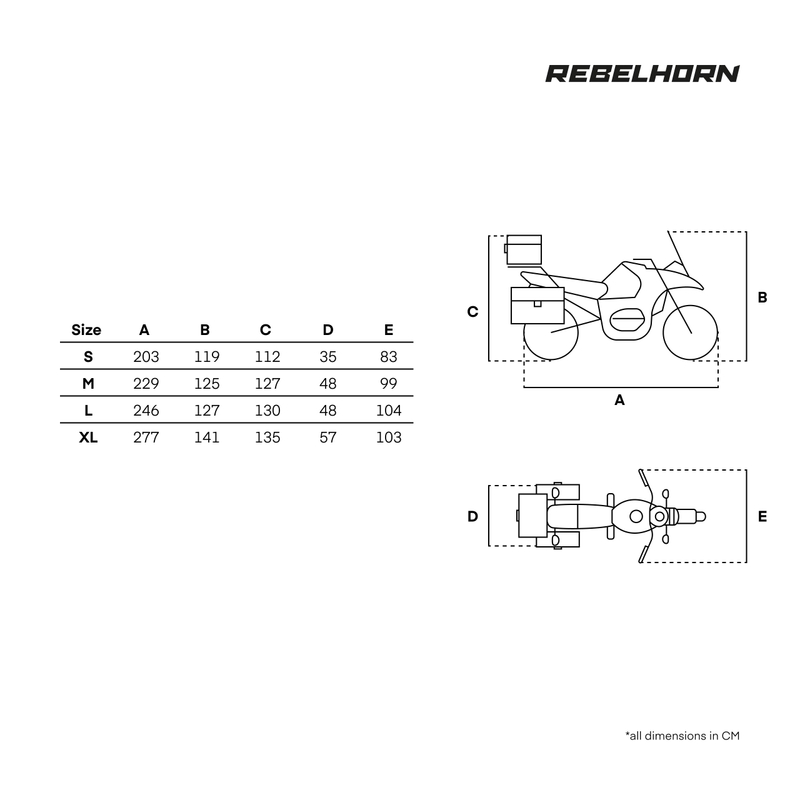 Rebelhorn Shelter Motorradabdeckung mit Platz für ein Gepäckfach, schwarz-silber