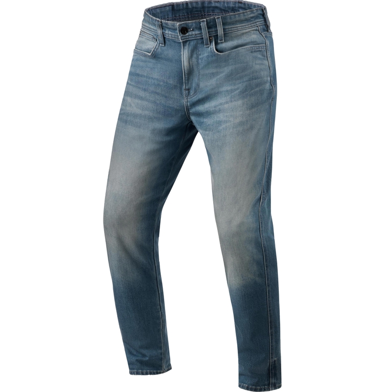 Revit Keegan Tapered Extra Cropped Motorcycle Jeans Medium Blue