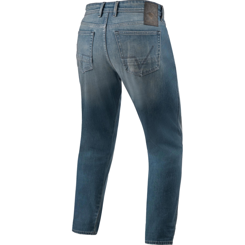 Revit Keegan Tapered Extra Cropped Motorcycle Jeans Medium Blue