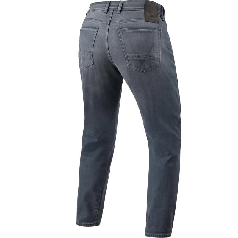 Revit Keegan Tapered Motorcycle Cropped Jeans Washed Medium Grey